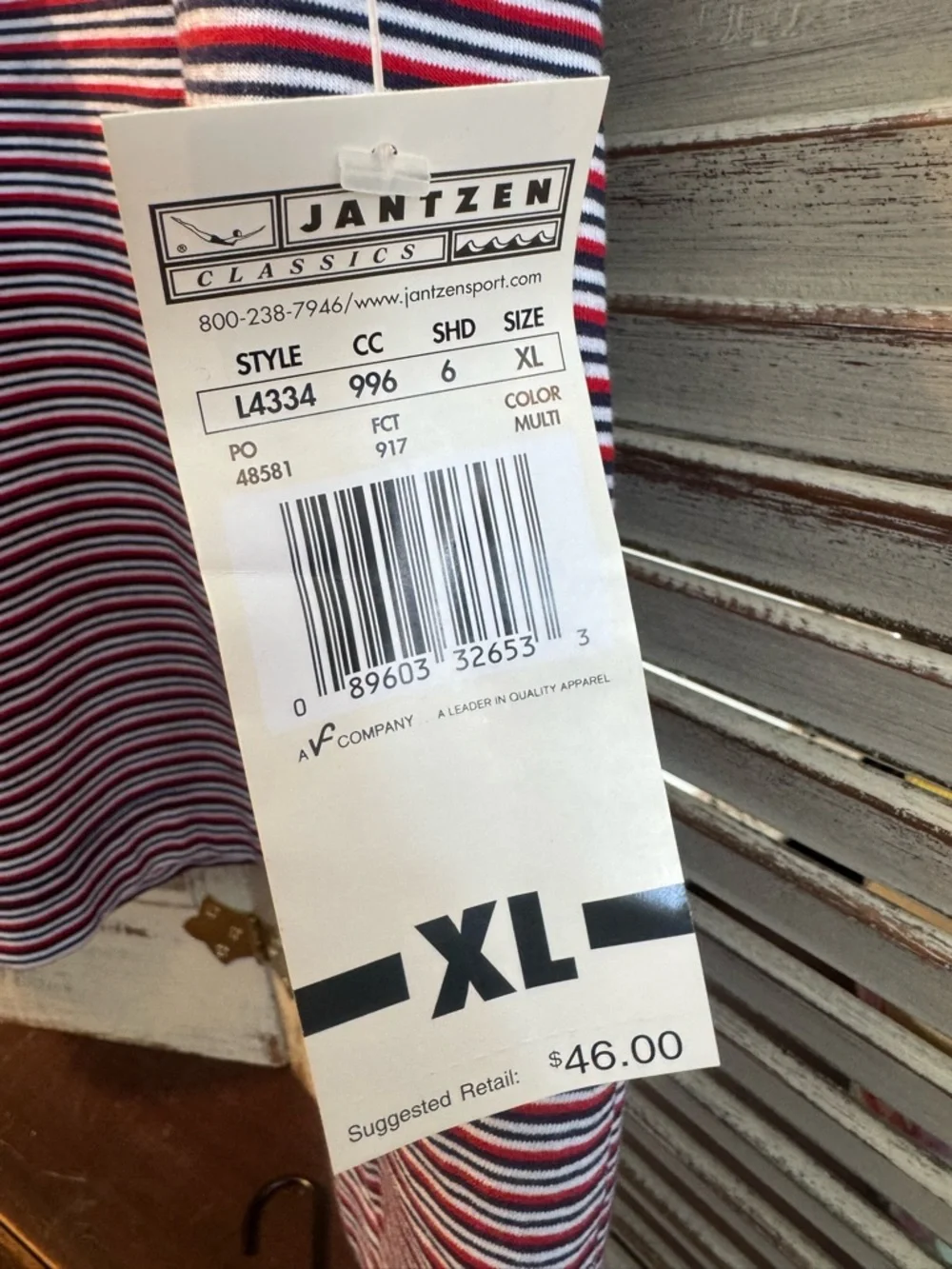 VTG Jantzen Classics NWT Striped Stretch V-Neck Tee XL - Picture 3 of 8